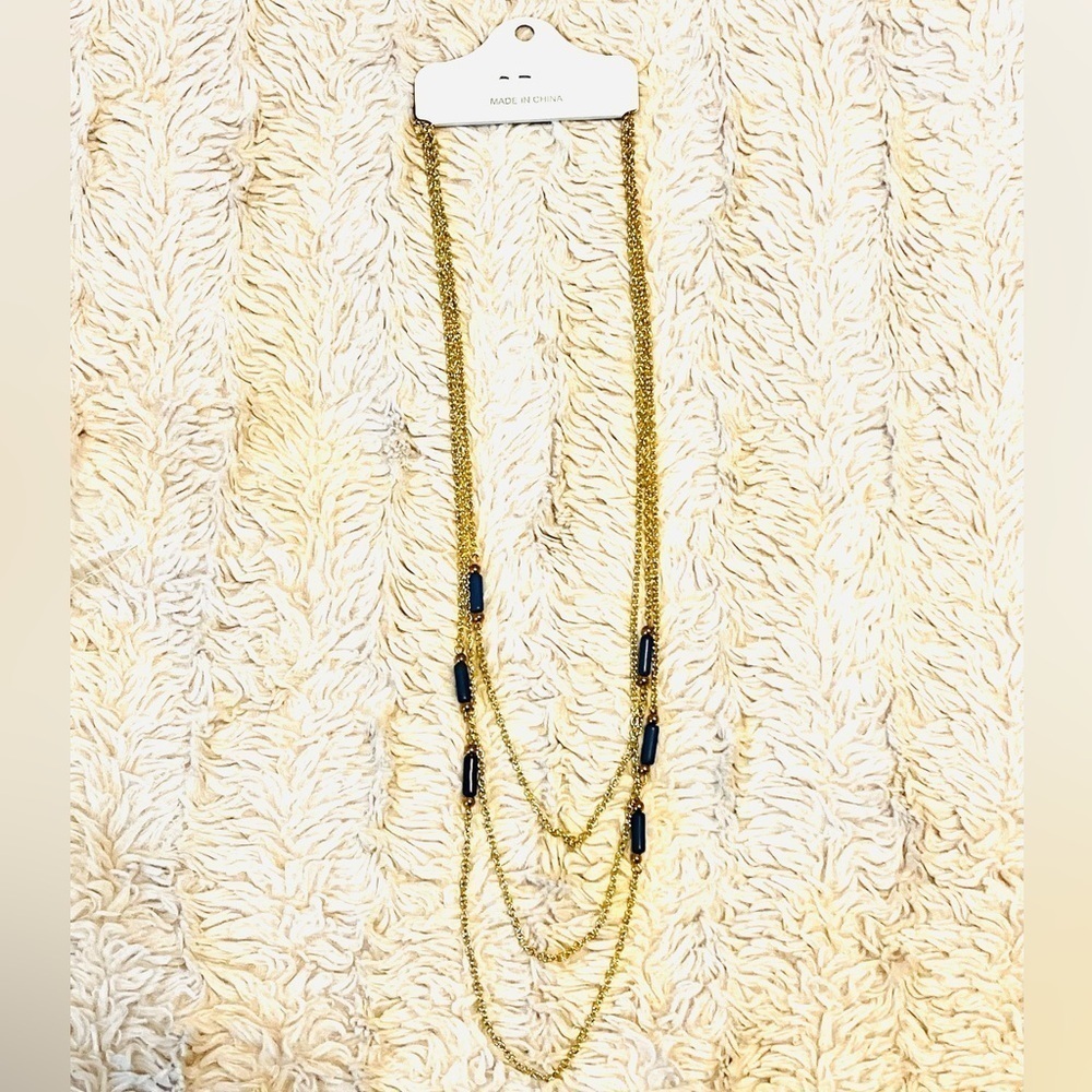 2/$15 - Multi Chain Drop Necklace - Blue - Picture 3 of 3